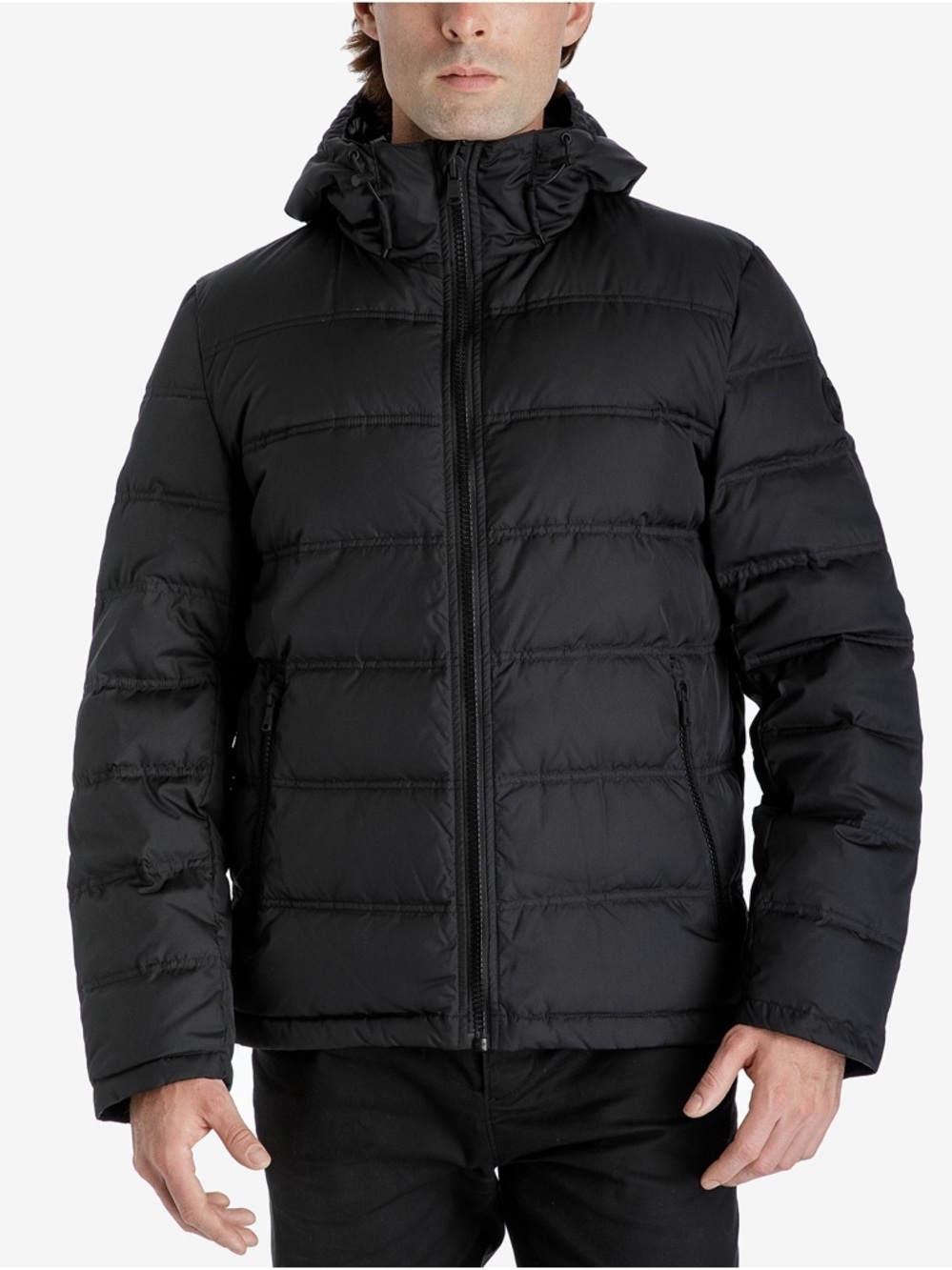 Michael Kors Men’s Black Premium Down Full Zip Hooded Jacket Large Winter Coat